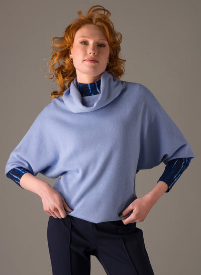 Corn flower blue Cowl neck sweater