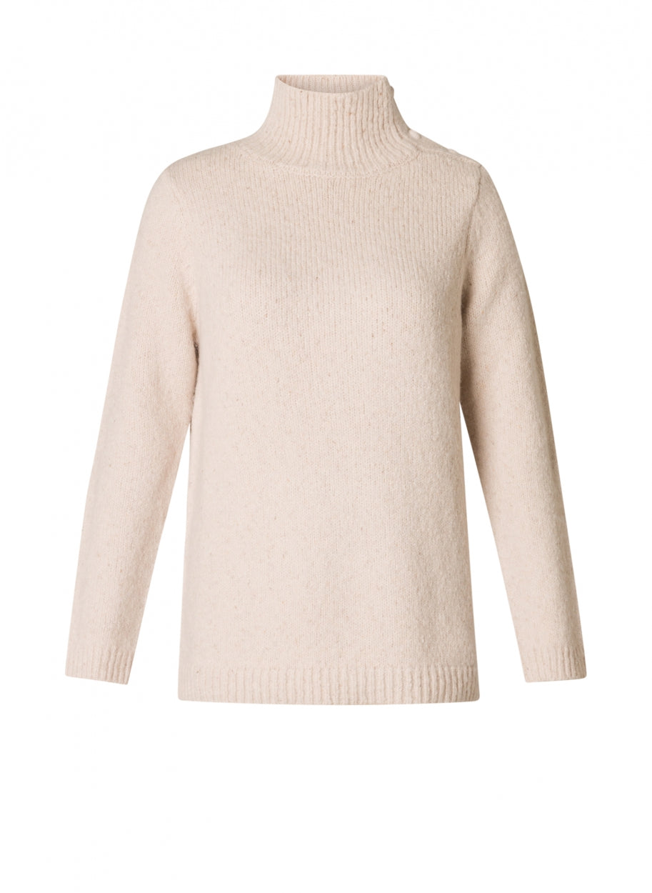 Odella Mock Neck Shoulder Button Sweater