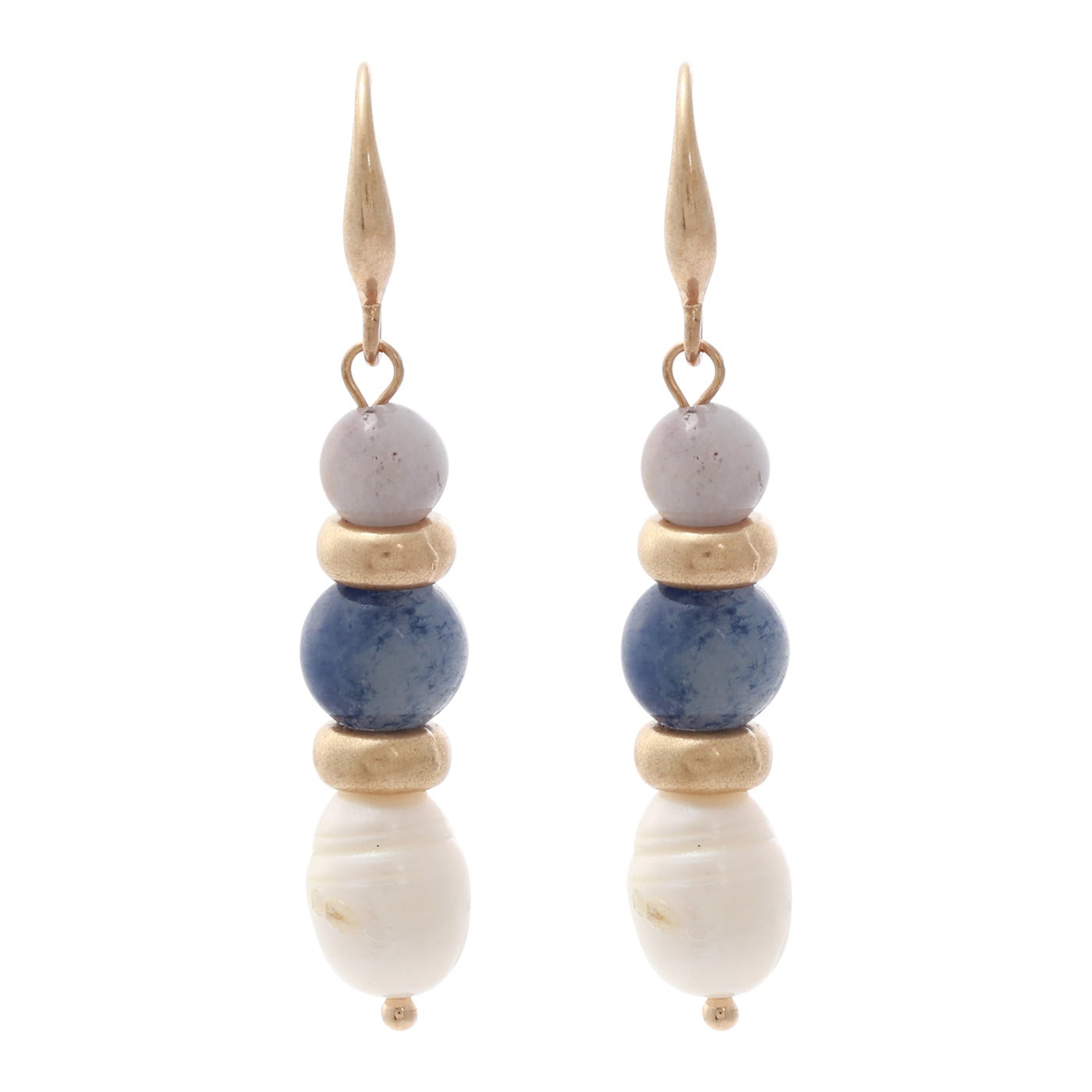 Blue and Ivory Stone Drop Earrings