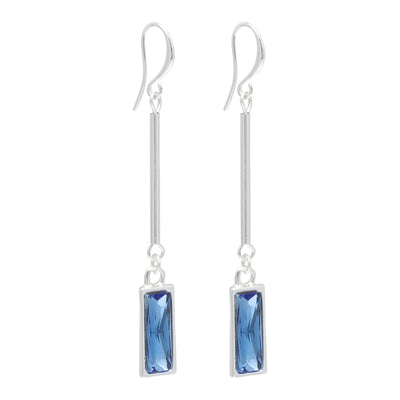 Aqua Faceted Cut Glass Earrings