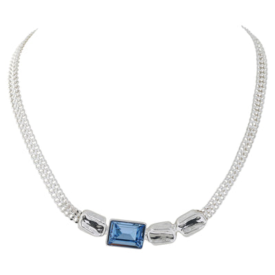 Aqua Faceted Cut Glass Necklace