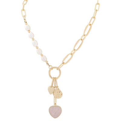 Heart Charm & Pearl Necklace