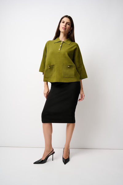 Back Slit Midi Pencil Skirt - Joseph Ribkoff