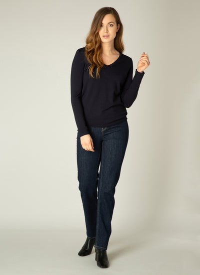 V neck YOLA sweater in Navy or Black