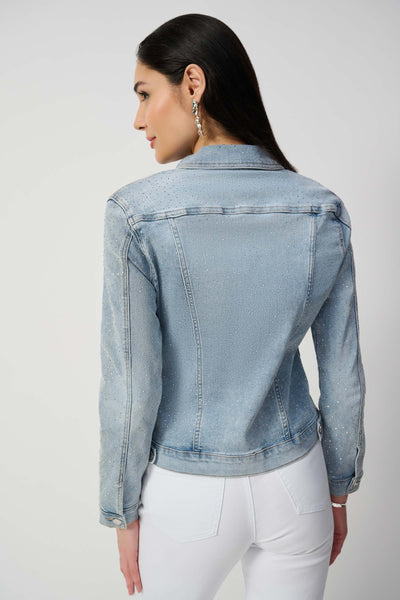 Fitted Demin Jacket with all over rhinestones- Joseph Ribkoff