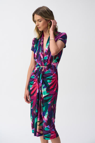 Floral V-neck Midi dress- Joseph Ribkoff