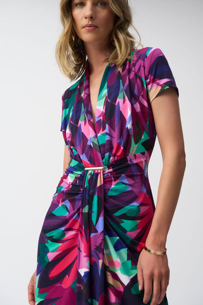 Floral V-neck Midi dress- Joseph Ribkoff