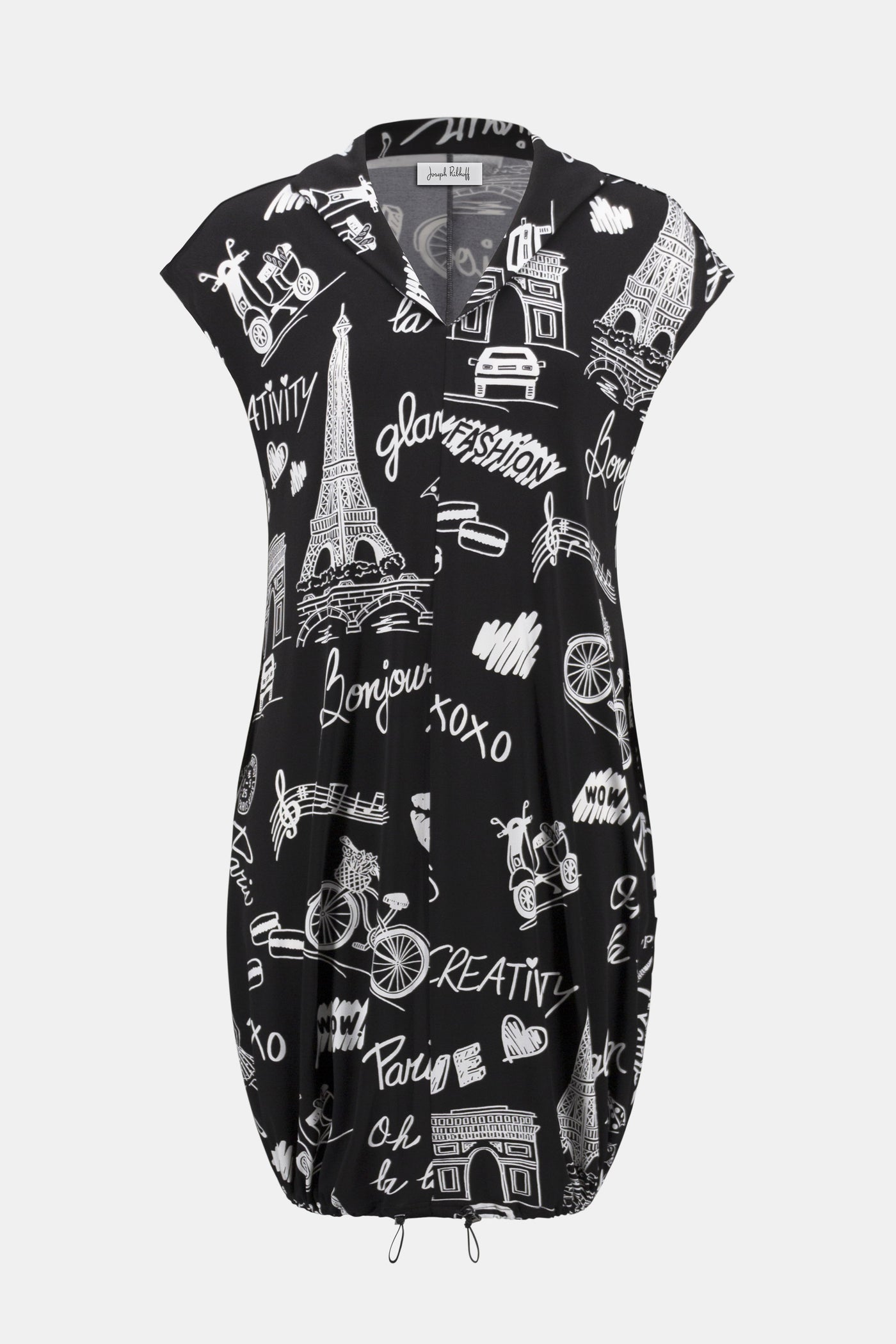 Silky Knit Paris Print Cocoon Dress - Joseph Ribkoff