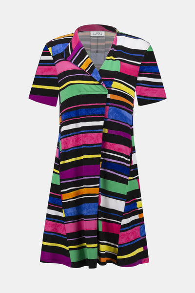 Silky Knit Stripe Print Trapeze dress Joseph Ribkoff