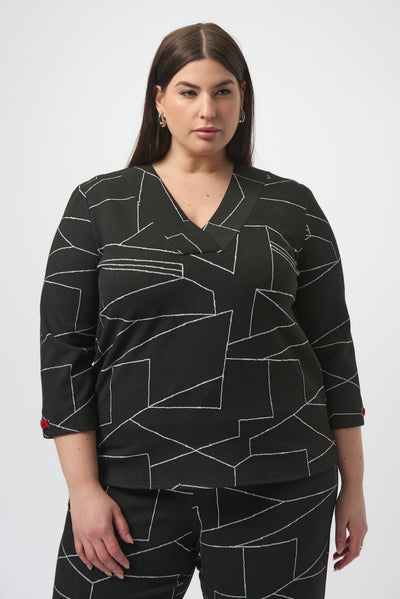 Jacquard Knit Abstract Print boxy top