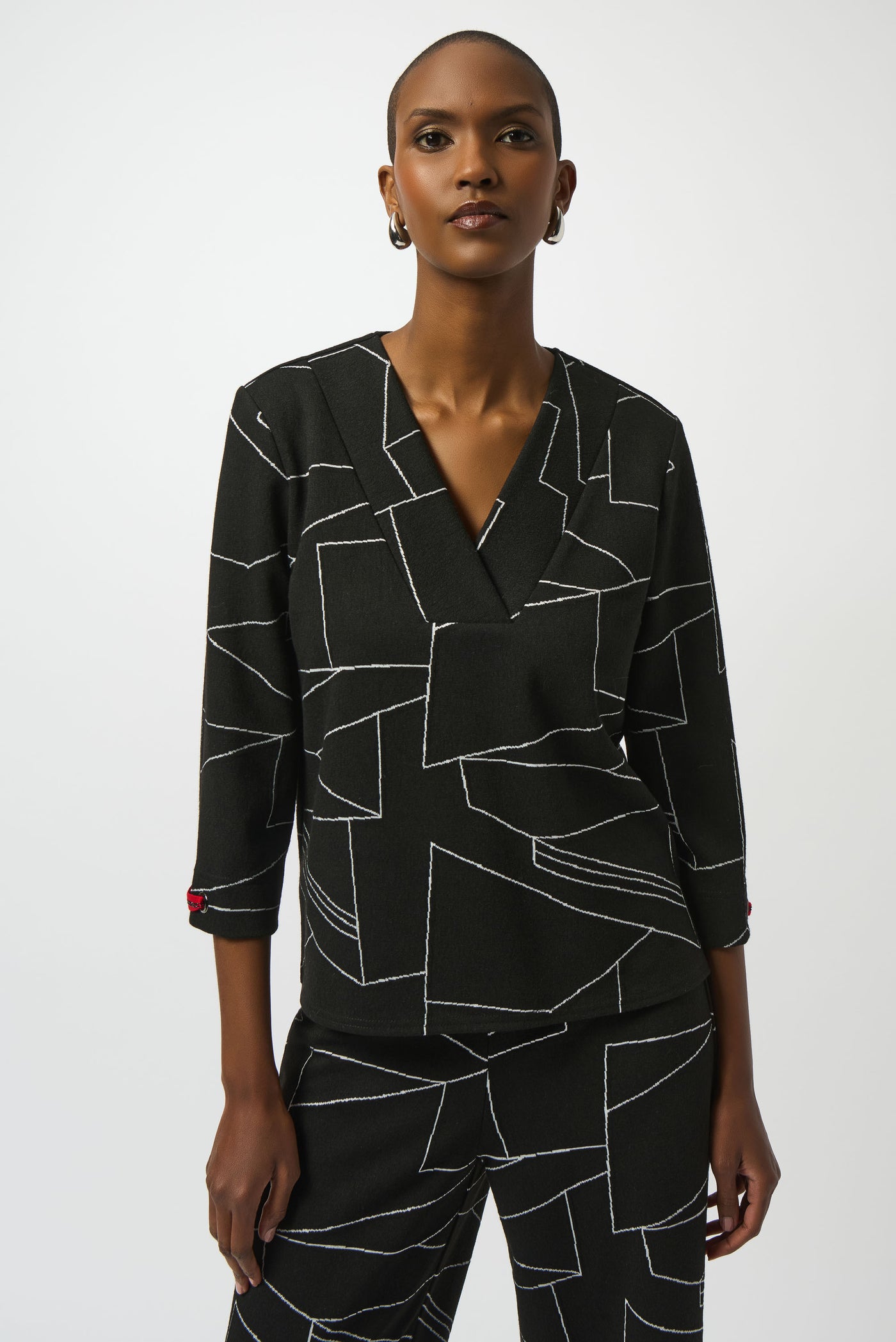 Jacquard Knit Abstract Print boxy top