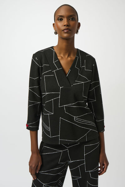 Jacquard Knit Abstract Print boxy top