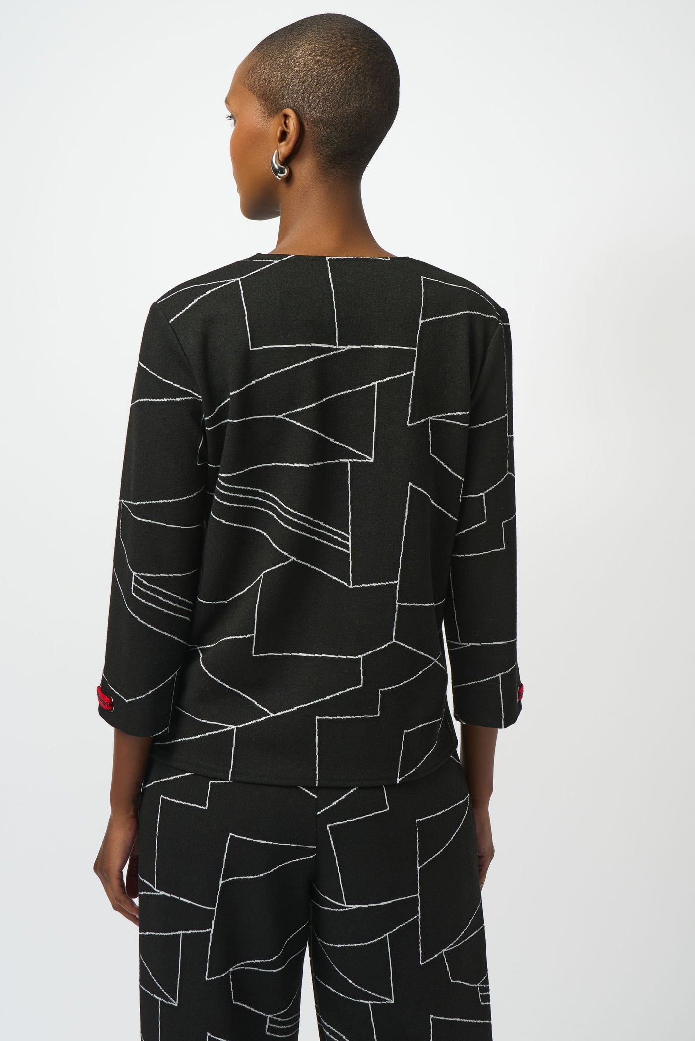 Jacquard Knit Abstract Print boxy top