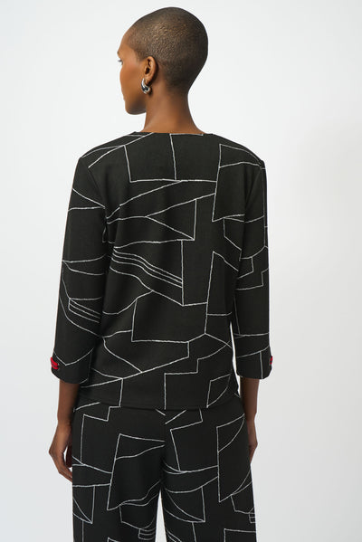 Jacquard Knit Abstract Print boxy top