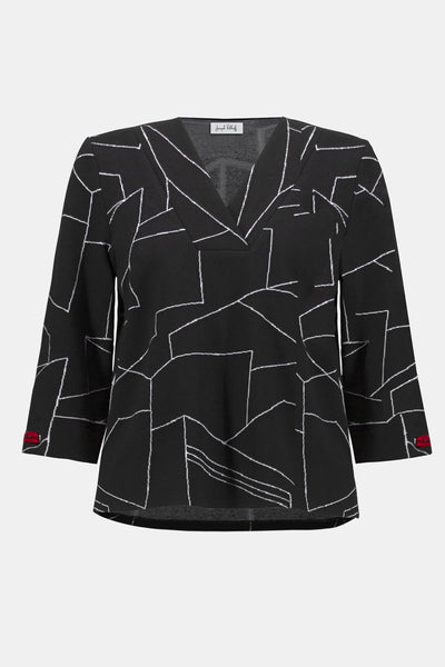 Jacquard Knit Abstract Print boxy top