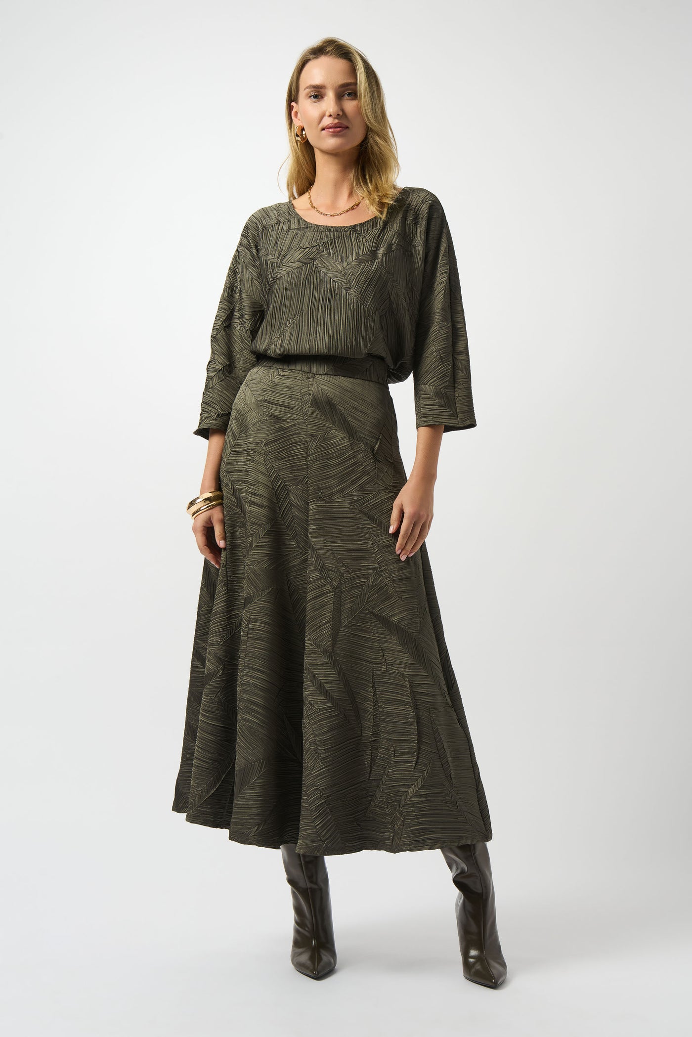 Satin Pleated Skirt by Joseph Ribkoff