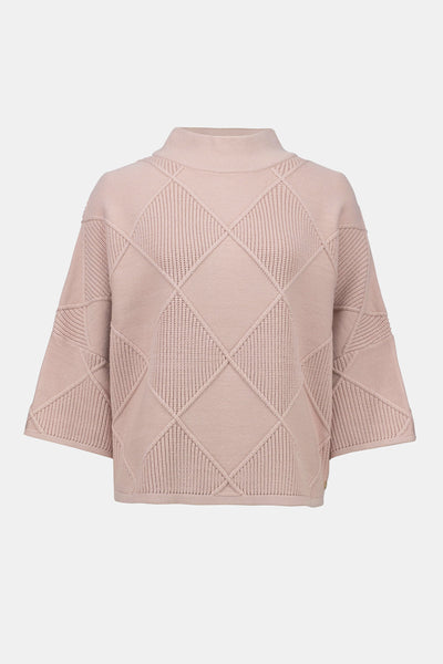 Textured Knit Mock Collar Pullover Sweater- Joseph Ribkoff