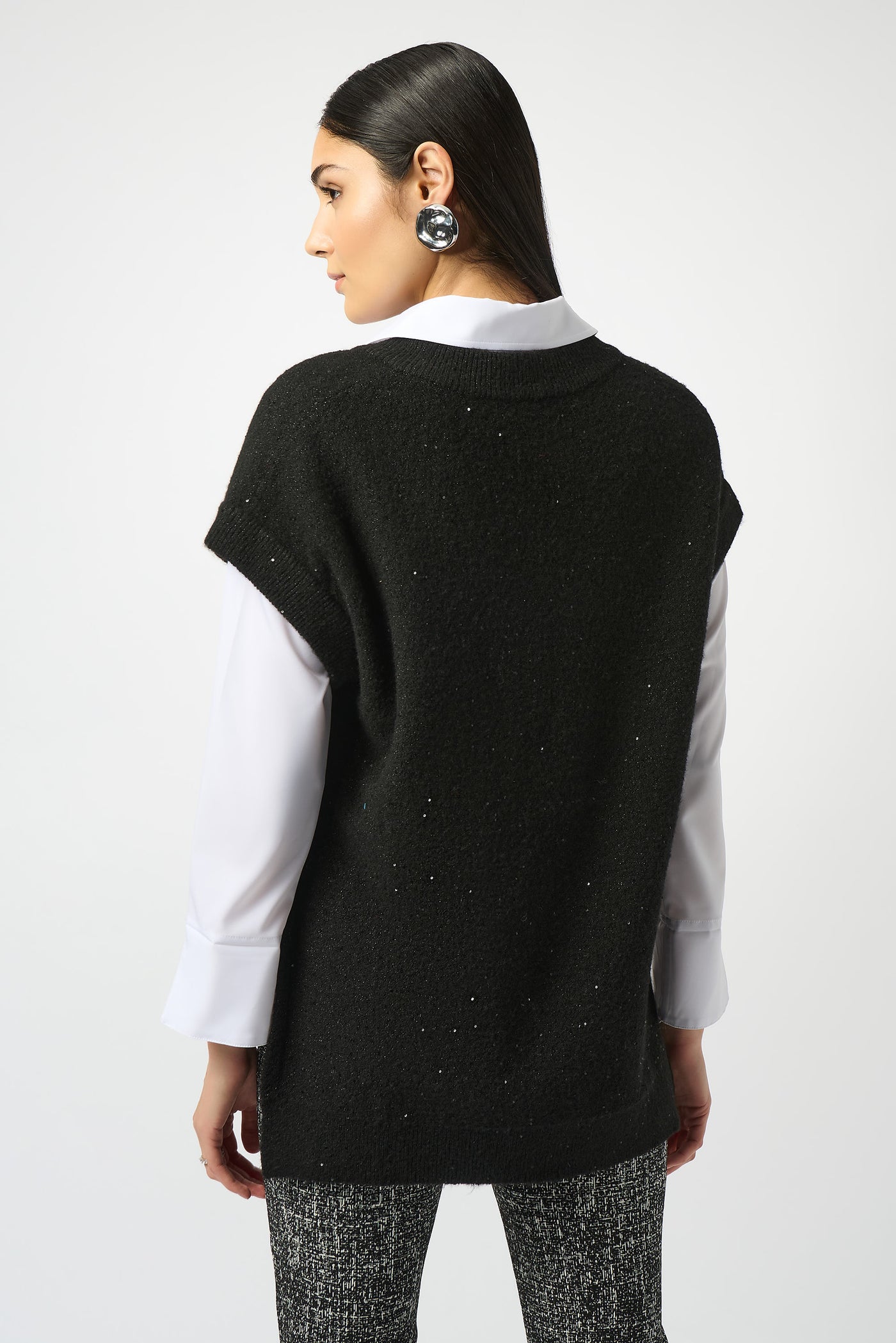 Sweater Knit Sleeveless Vest with Sequins by Joseph Ribkoff - 2 colours
