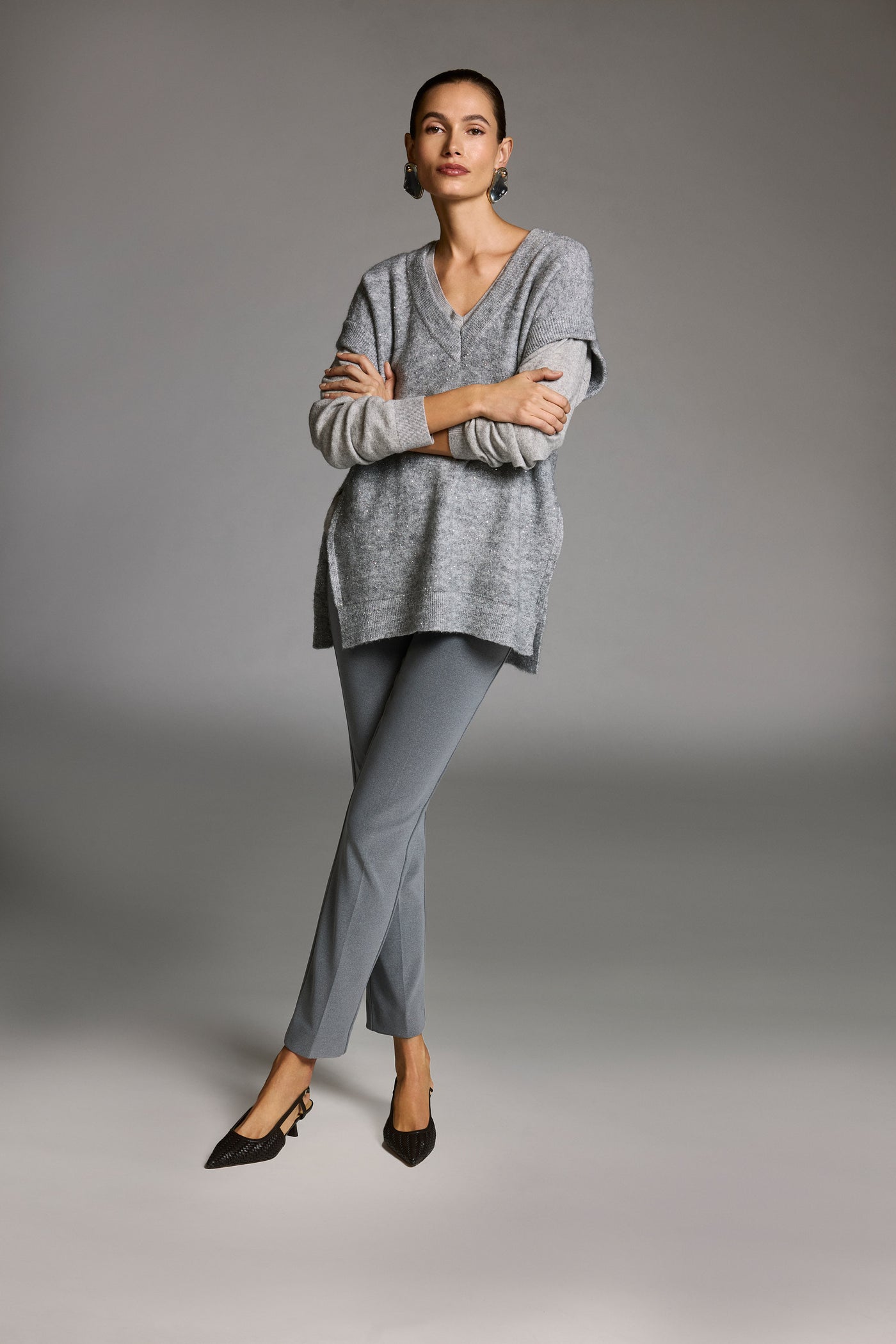 Sweater Knit Sleeveless Vest with Sequins by Joseph Ribkoff - 2 colours