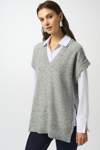 Sweater Knit Sleeveless Vest with Sequins by Joseph Ribkoff - 2 colours