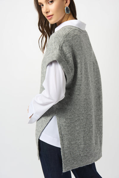 Sweater Knit Sleeveless Vest with Sequins by Joseph Ribkoff - 2 colours
