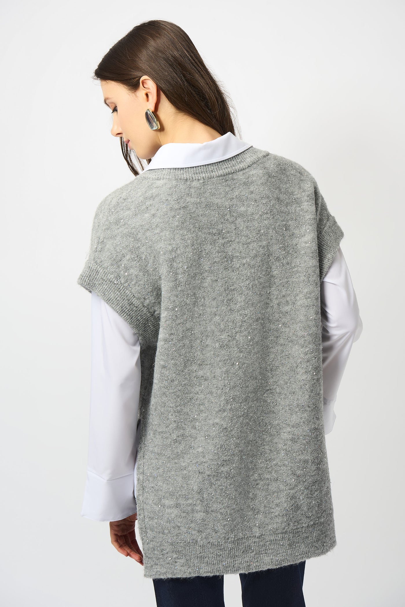 Sweater Knit Sleeveless Vest with Sequins by Joseph Ribkoff - 2 colours