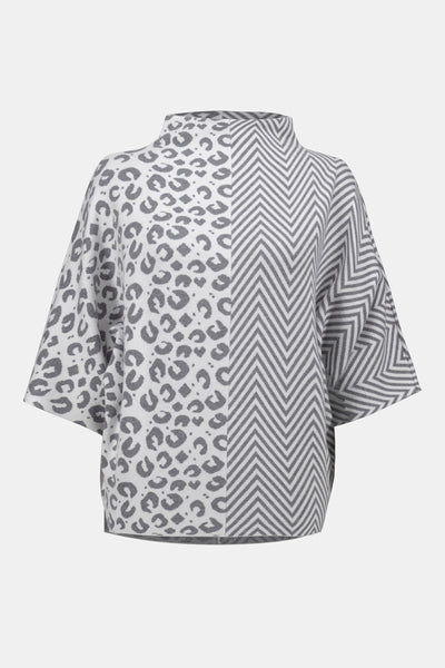 Jacquard Mixed Print Boxy Sweater by Joseph Ribkoff