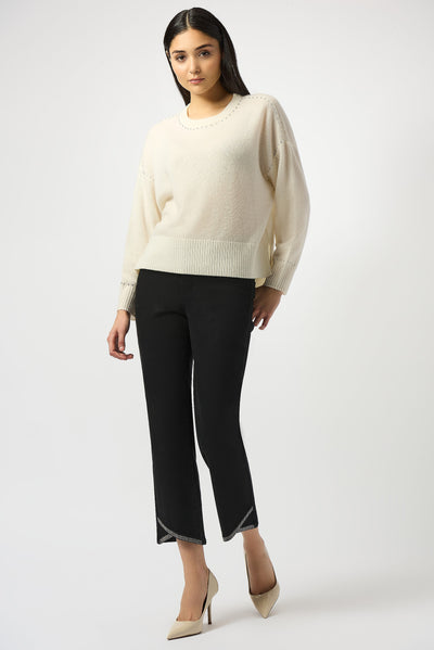 Classic straight leg stretch denim  jean with sparkly  Full length