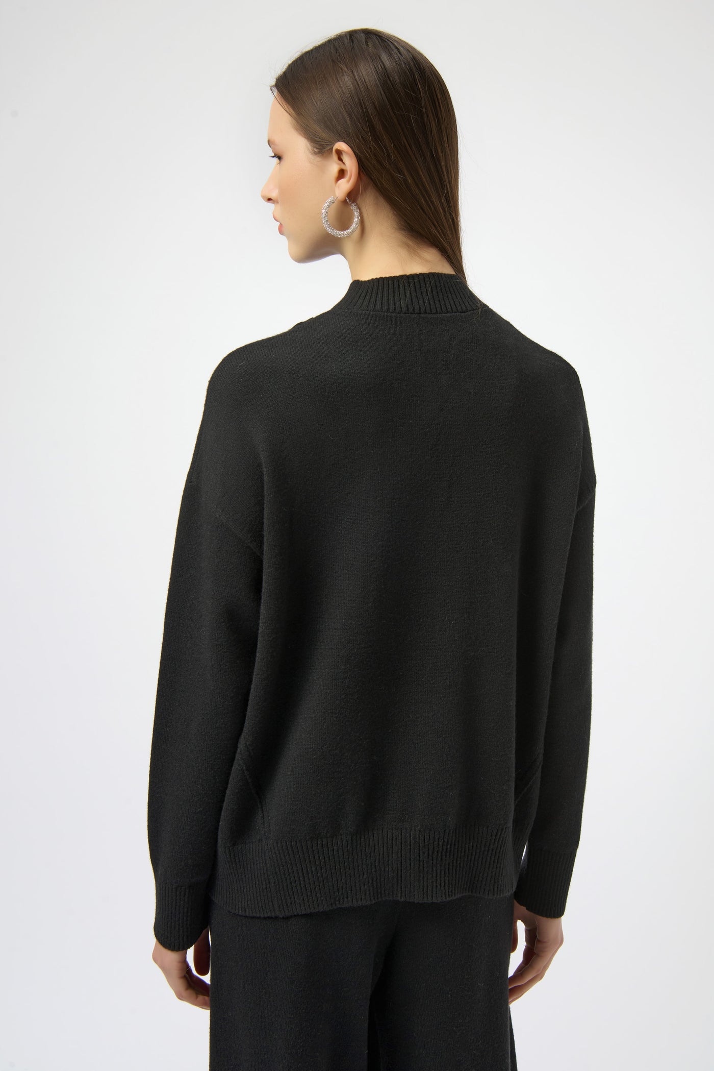 Mock Neck Half Zip Sweater with Rhinestones by Joseph Ribkoff - Two colours