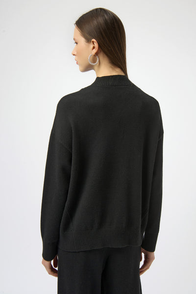 Mock Neck Half Zip Sweater with Rhinestones by Joseph Ribkoff - Two colours