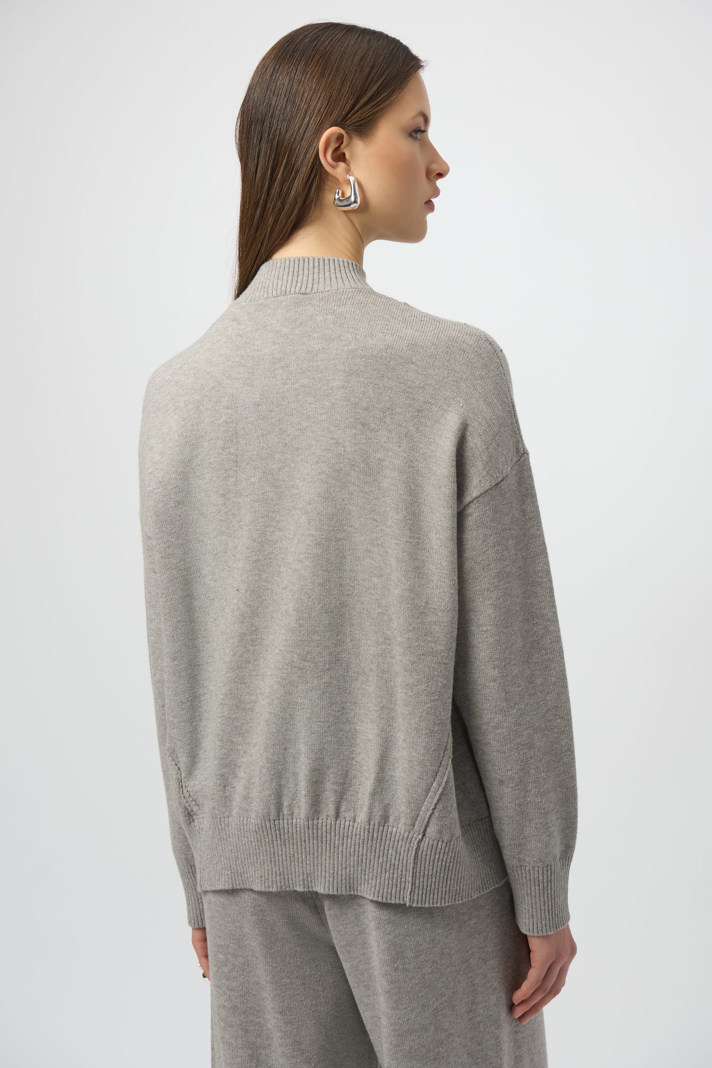 Mock Neck Half Zip Sweater with Rhinestones by Joseph Ribkoff - Two colours