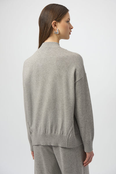 Mock Neck Half Zip Sweater with Rhinestones by Joseph Ribkoff - Two colours