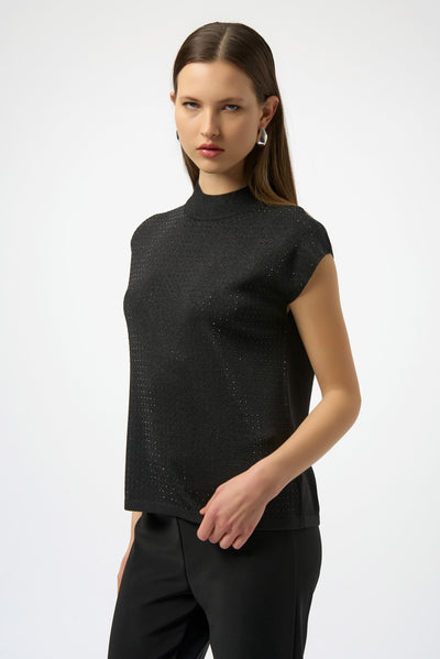 Mock Neck Embellished Cap Sleeve Top by Joseph Ribkoff