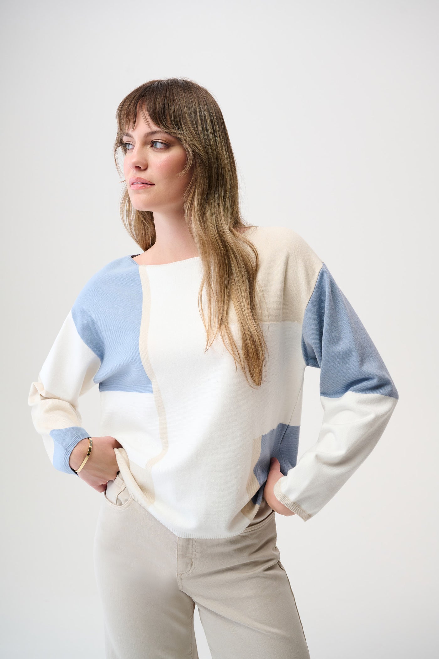 Geometric Boat Neck Pullover by Joseph Ribkoff