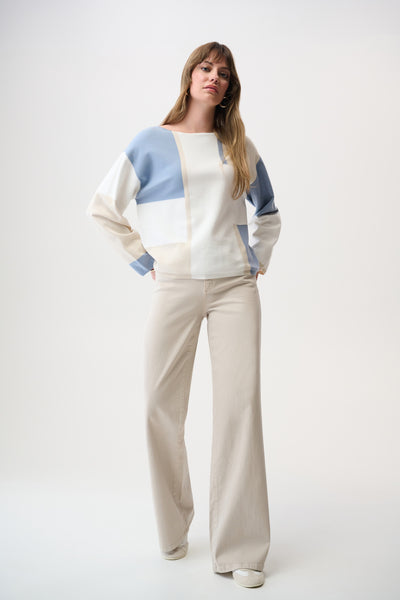 Geometric Boat Neck Pullover by Joseph Ribkoff