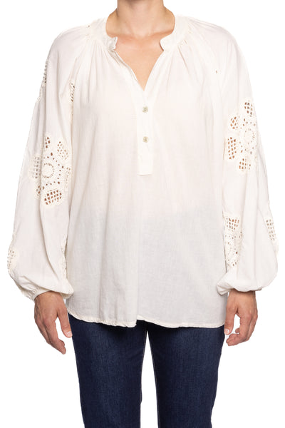 Embroidery Sleeve Blouse - Two colours