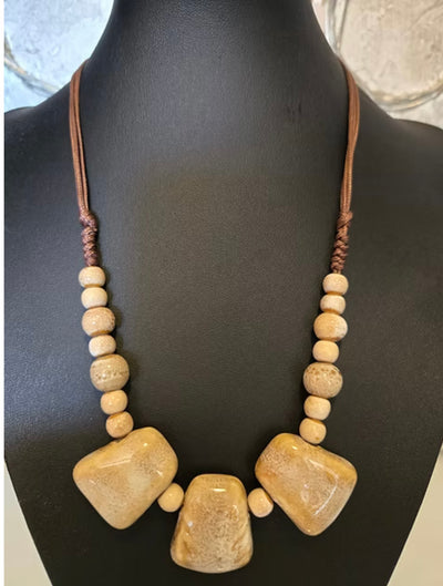 Glazed adjustable necklace with matching earings 2 colours
