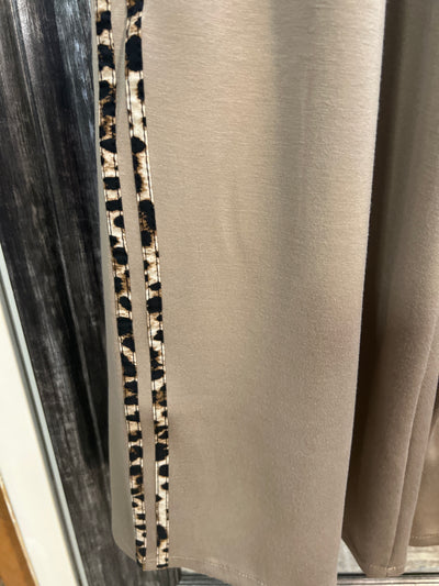 Wide Leg Pants with Leopard Trim