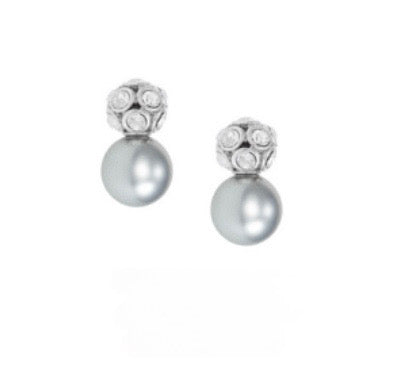 Diamonte bouquet pearl studs