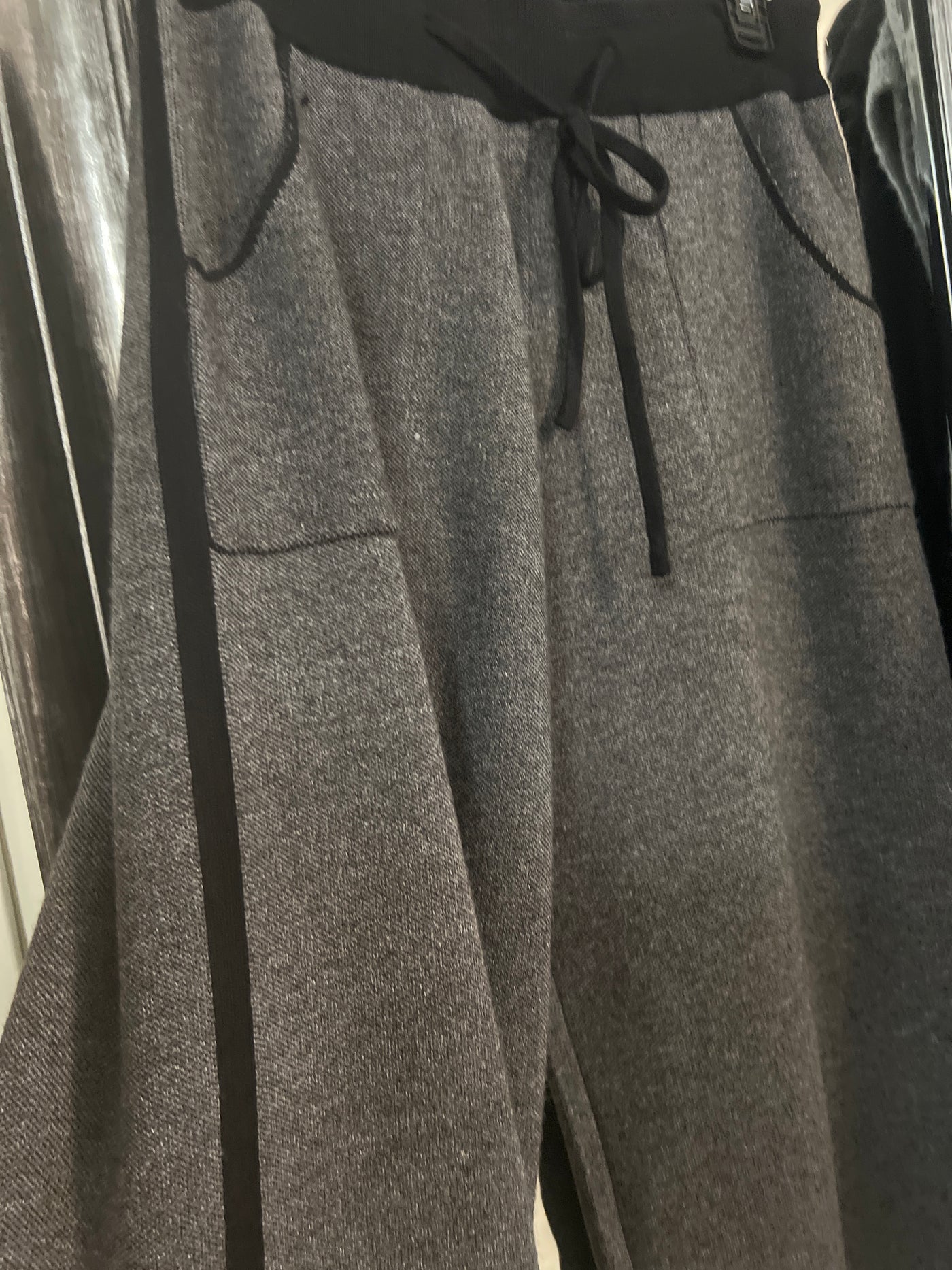 Wide leg Knit Pant with Black Stripe