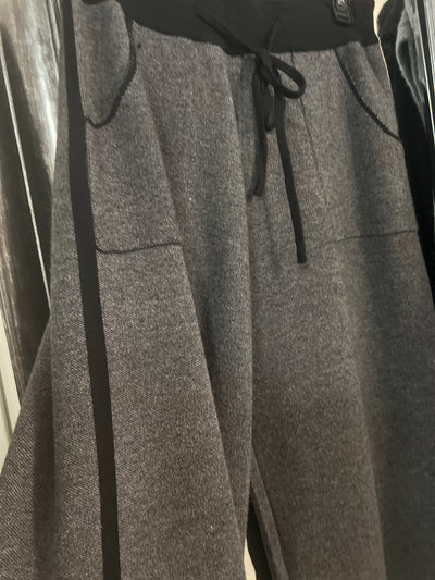 Wide leg Knit Pant with Black Stripe