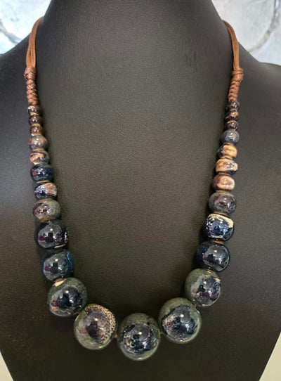 Glazed Bobble necklaces with earrings 3 colours