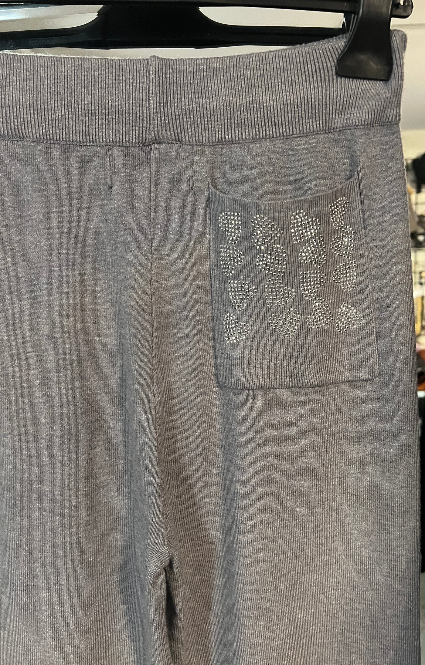 Wide leg Knit Pant with Crystal Heart Pocket