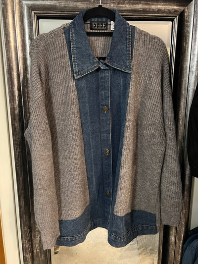 Grey Knit and Denim Jacket
