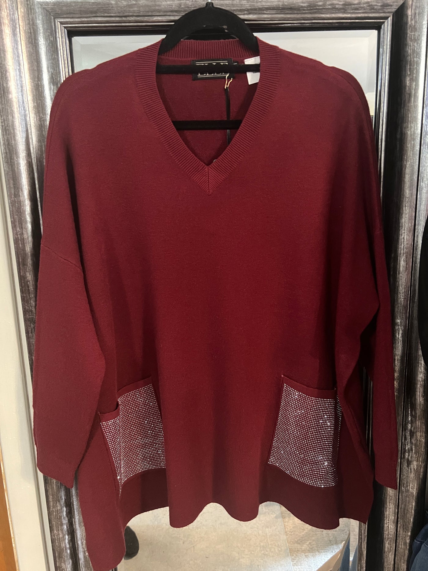 Soft V-Neck Tunic with Crystal Pockets  3 colours