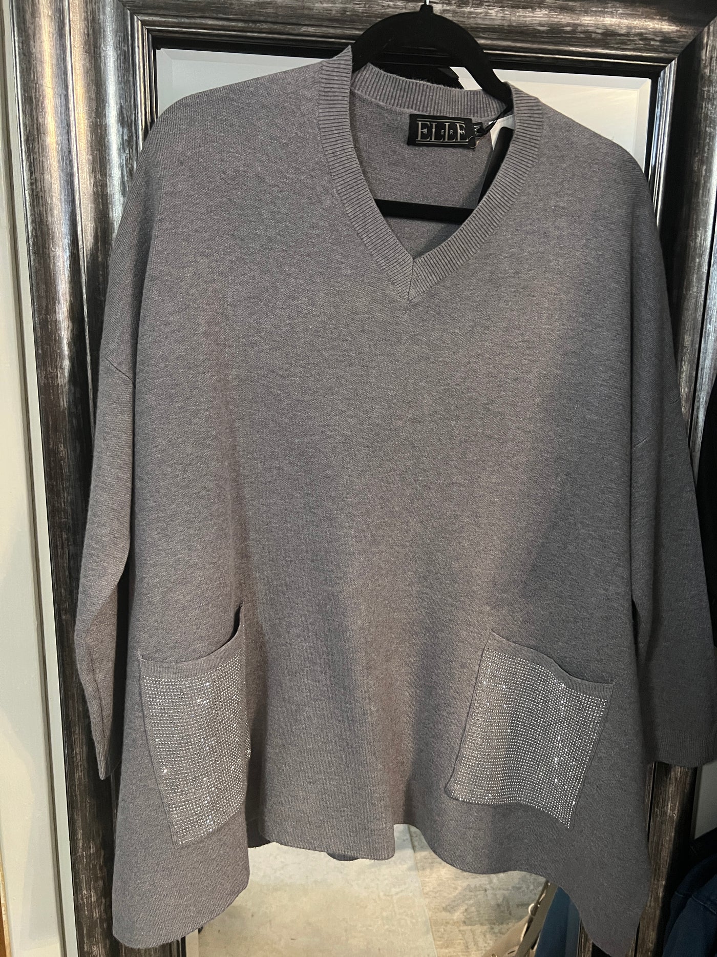 Soft V-Neck Tunic with Crystal Pockets  3 colours