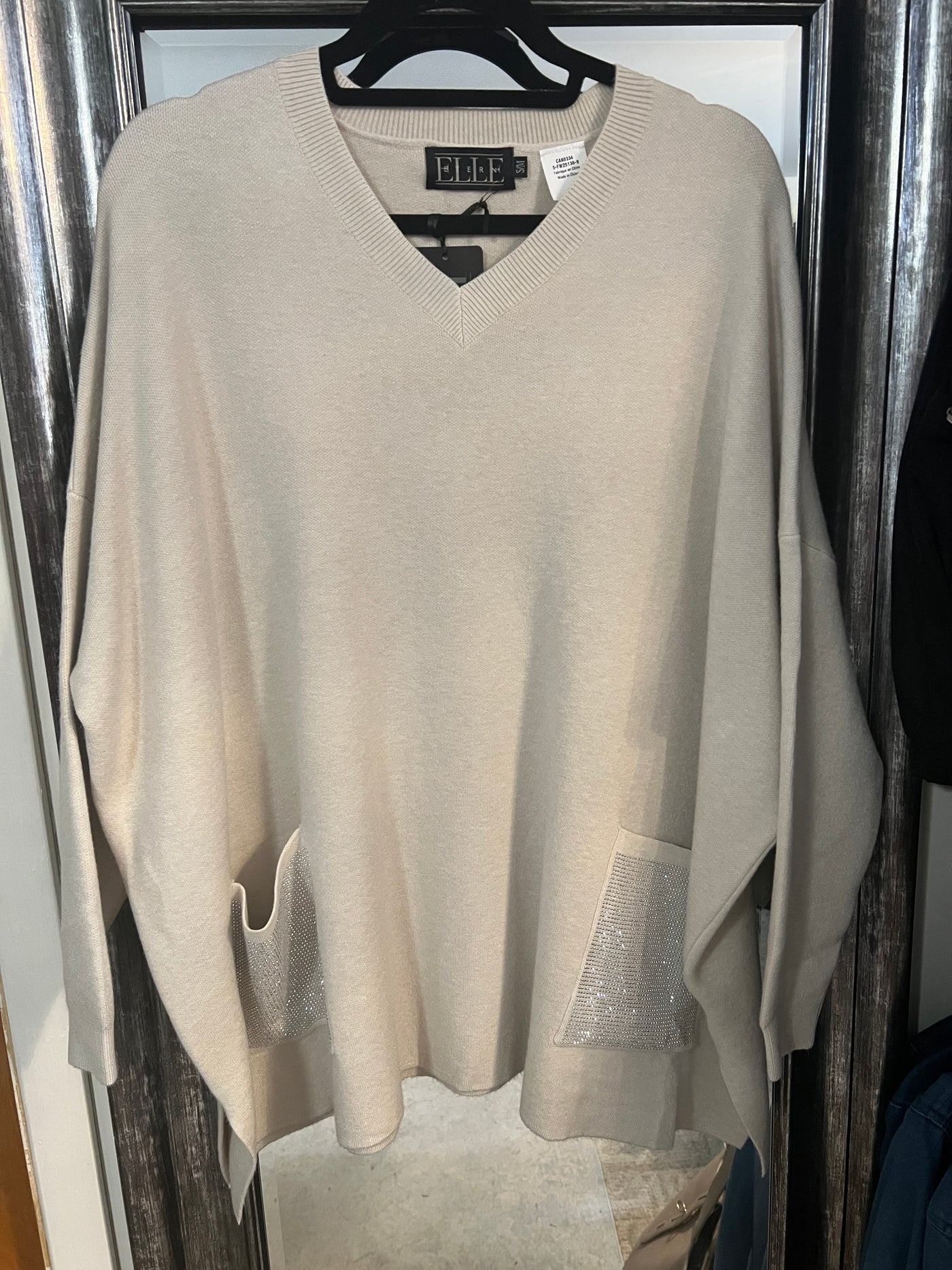 Soft V-Neck Tunic with Crystal Pockets  3 colours