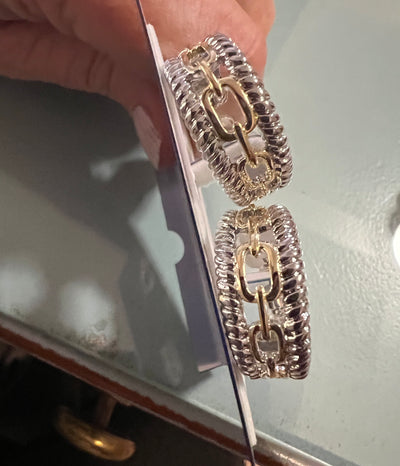 Silver and Gold Stud Hoop Earrings