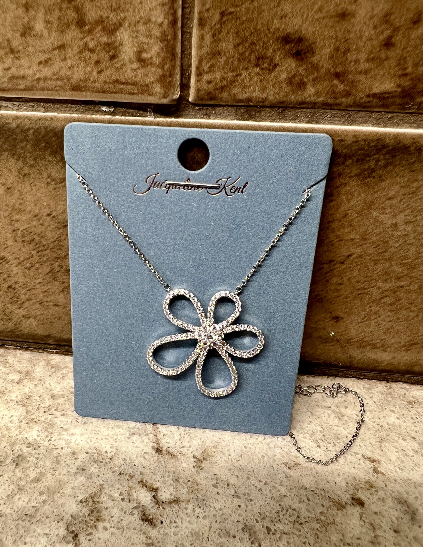 Diamonte Forget Me Not Necklace - Two Colours