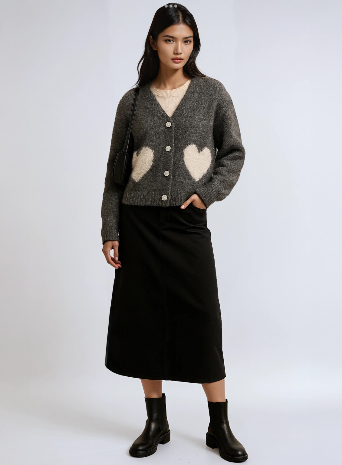 Knit Cardigan with Sequined Hearts - Destination Wear by Point Zero  (Holiday)